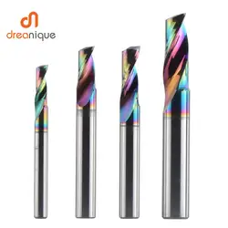 Dreanique 1pc 3.175 4 6 8mm CNC Single Flute Solid Tungsten Carbide Alloy End Mill, DLC Coating Milling Cutter Bit For Aluminium