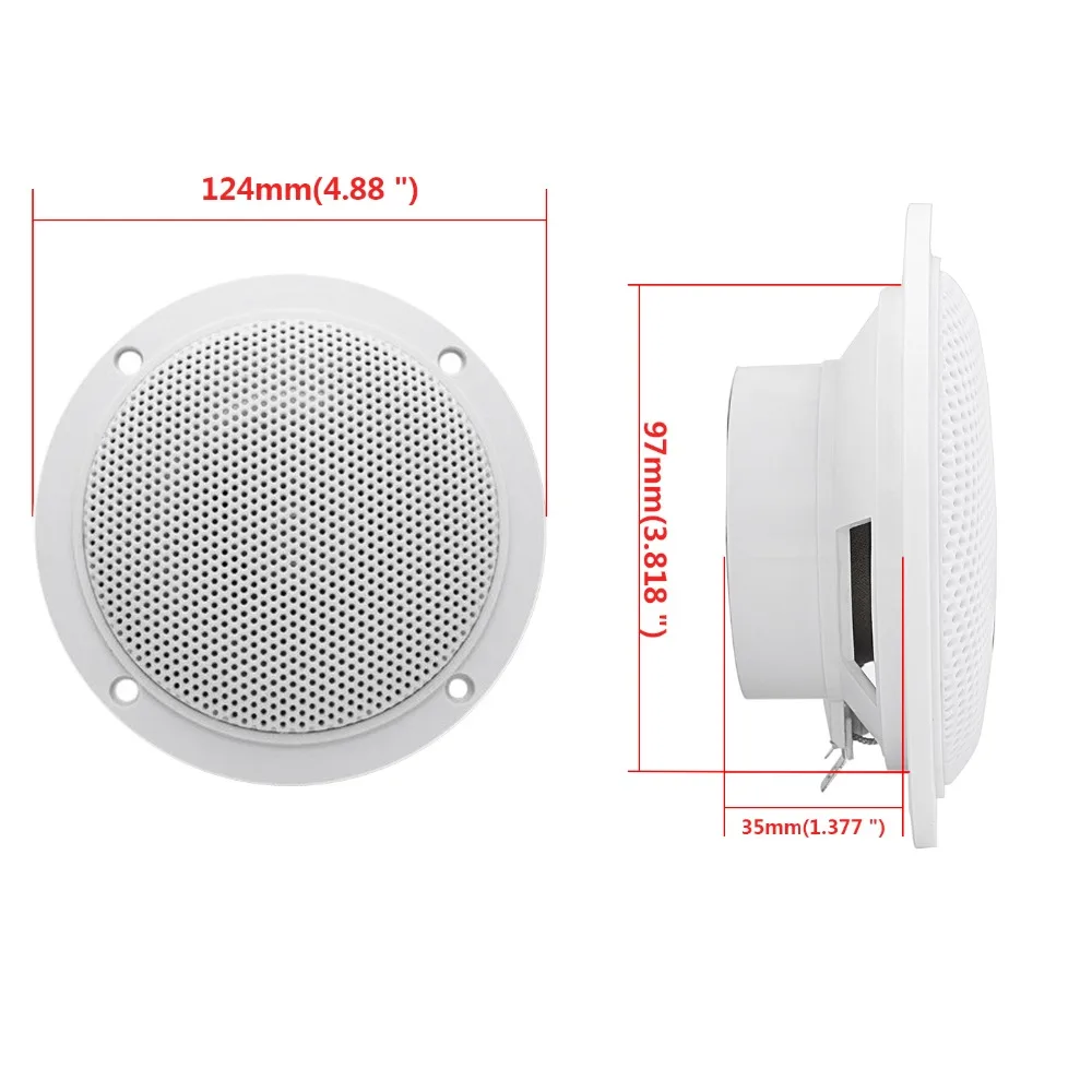 Guzare Waterproof Marine Speakers 4 inch 120W Full Range Stereo Outdoor Speakers For UTV ATV RV Golf Cart Boat Yacht Motorcycle