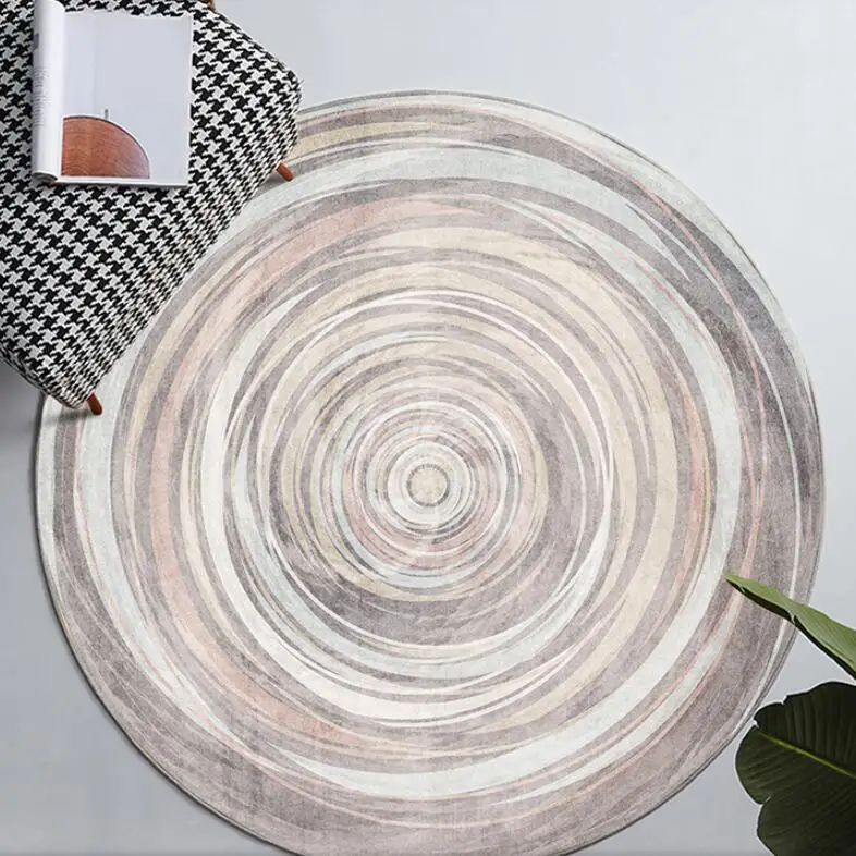 Nordic Luxury Carpet Geometric Printed Round Carpet For Living Room Modern Endless Rugs Dining Room Chair Mat Home Decoration