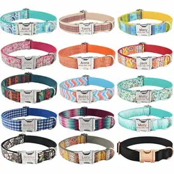 AiruiDog Adjustable Dog Collar Personalized Name Engraved Nylon Small Medium Large Dogs