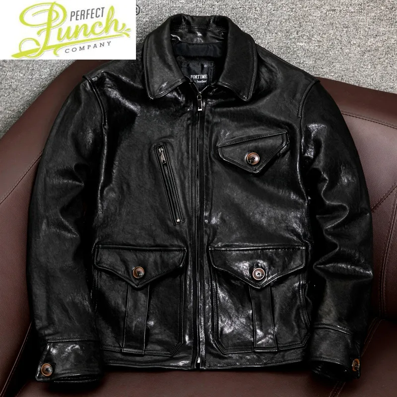 

100% Vintage Genuine Leather Jacket Men Spring 2021 Casual Real Sheepskin Coat Plus Size Men Clothing 4xl Veste Homme