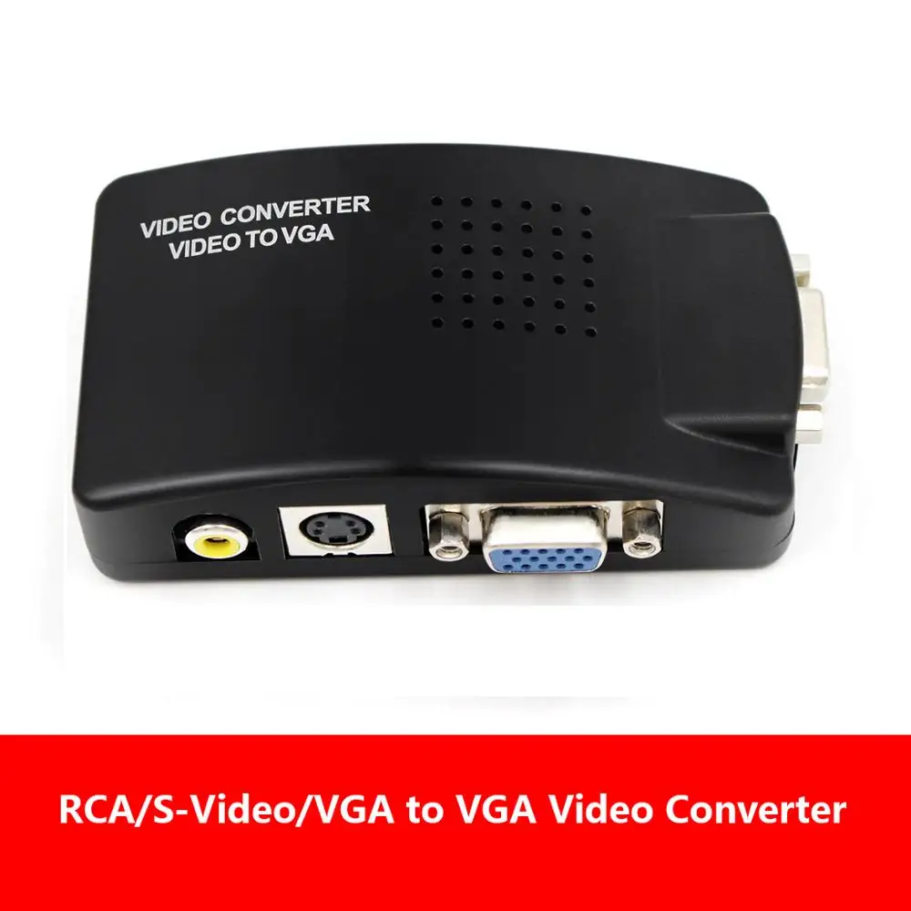 Convertidor de vídeo para PC HDTV, convertidor de caja AV, RCA, CVBS a VGA, s-video compuesto, AV2VGA