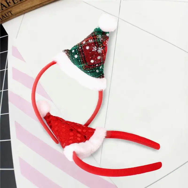 2Pcs/Set Christmas Headband Christmas Hat Decor Creative Cute Festival Headband Hair Hoop Hair Accessories Party Supplies