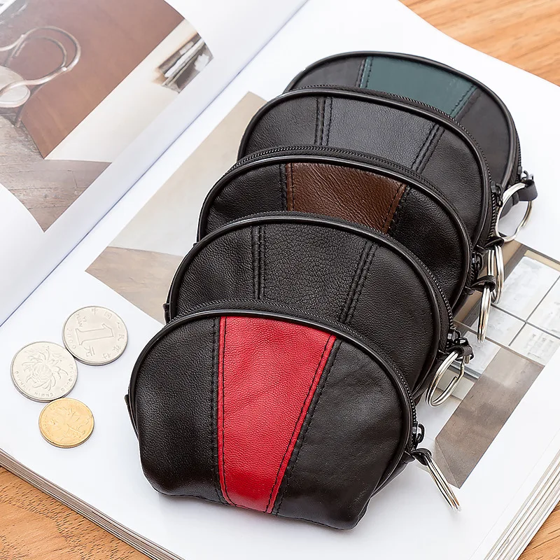 Coin Purse Men and Women Genuine Leather Small Wallet Spot Short Sheepskin Key Bag Zipper Coin Bag Leather Wallet Mixed Batch