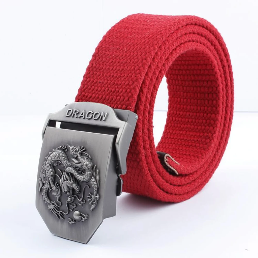 2021 Chinese Dragon Totem Alloy Belt Buckle New Style Tactical Canvas Men's Belt Army Outdoor Universal Belt