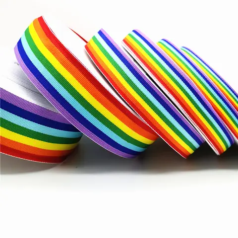 5 yards/lot 10mm - 50mm Beautiful Rainbow Ribbon For Wedding Decoration Gift Wrapping Hair Bows DIY Christmas 