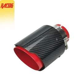 1 Piece Car Exhaust Pipe Muffler Tail Pipe Muffer Tip Universal Exhaust Tip Red Pipe Glossy Black Carbon Straight Edge