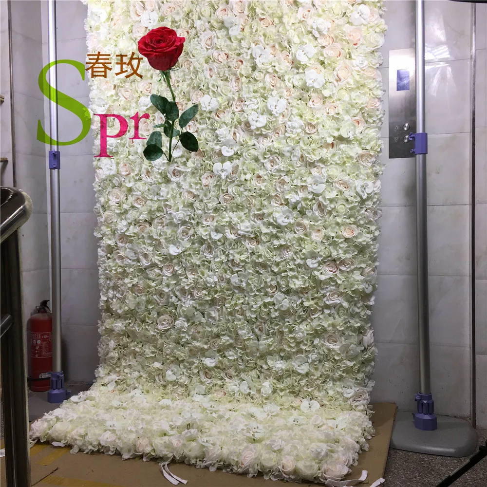 SPR Rolled Flower Wall Silk Flower Cloth Silk Structure Material Wedding Stage Backdrop Artificial Flowers Wall for salon Wall