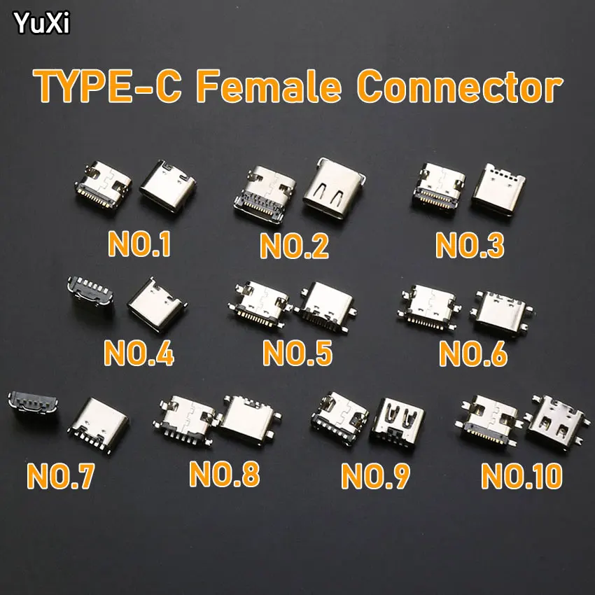 

Комплект разъемов Micro USB Type C 50 шт./лот, Женский зарядный порт, разъем Type-C, Jack для Xiaomi, Huawei, Samsung, Lenovo