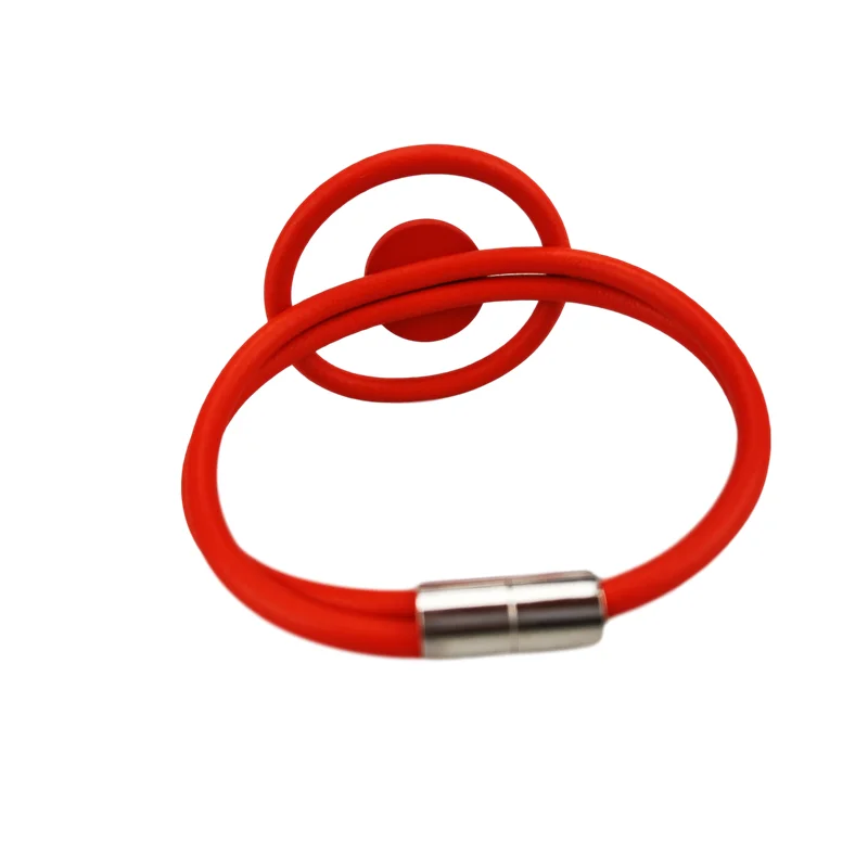 UKEBAY New Red Round Charm Bangles Women Watch Bracelets Red Rubber Rope Chain Elasticity Bangle Wood Jewelry Goth Birthday Gift