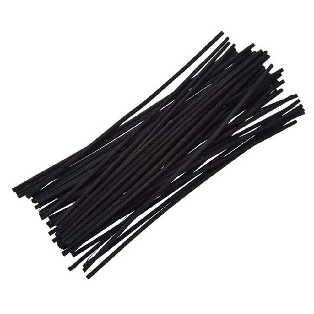 Bâtonnets Diffuseur d'Huile Essentielle en Rotin Noir, Fibre de Remplacement, 20cm 3mm, 50/100 Pièces