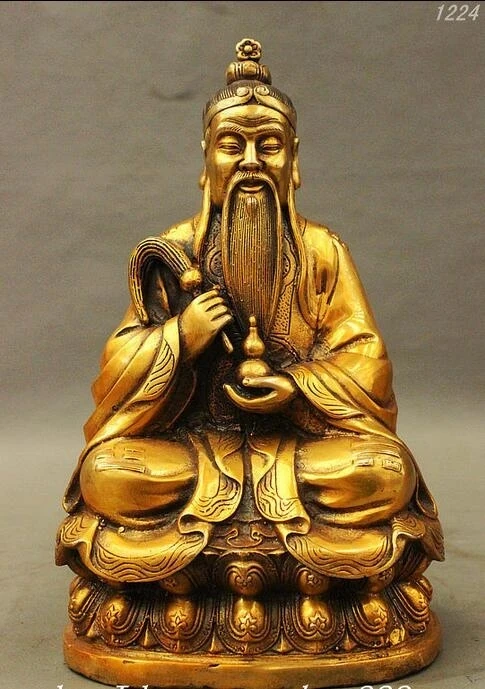 Chinese Taoism Gourd Laojun Celestial Being Eight Diagrams Statue