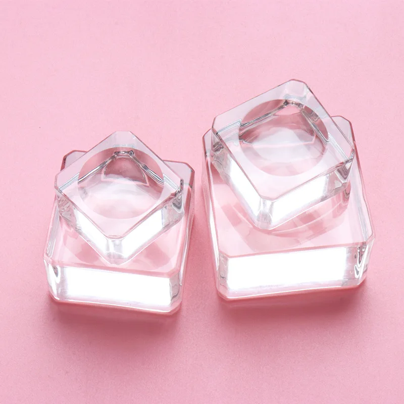 Square Crystal Glass Gasket False Eyelash Stand Glue Pad 4 Size Glue Holder Eyelashes Adhesive Pallet Paste Glue Pad Makeup Tool