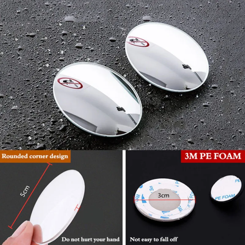 Universal 360 Degree HD Blind Spot Mirror For Car Reverse Frameless Ultrathin Wide Angle  Convex Rear View Mirror Car Accessorie