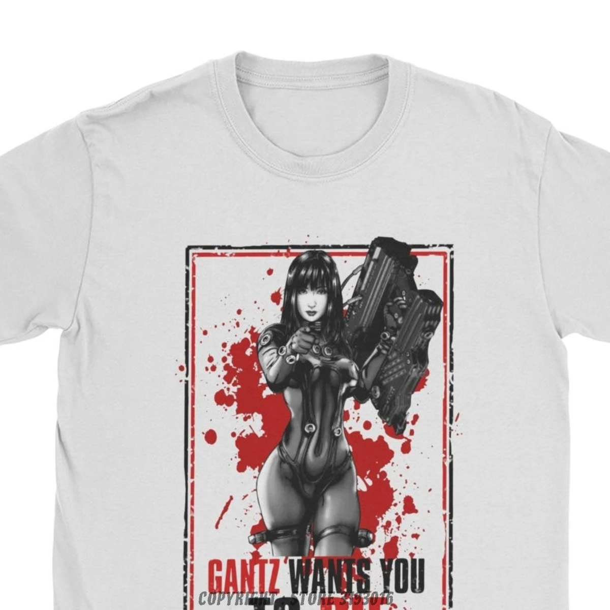 Gantz Needs  Blood T Shirts for Men Cotton T Shirt Kei Kurono Kato Masaru Reika Gun Anime Japan Manga Tees Camisa