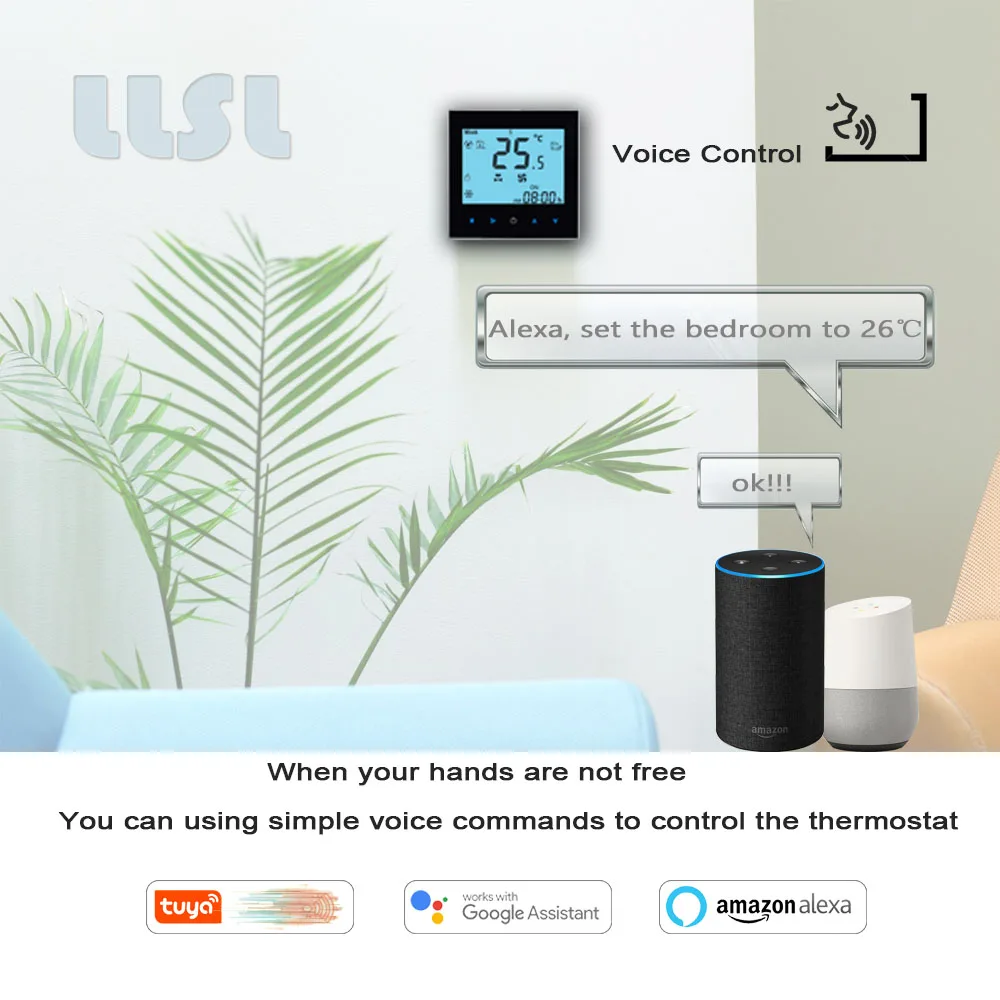 Tuya-wifiサーモスタット,冷暖房用のncバルブは,Alexa,Google Homeで動作します,0-10v