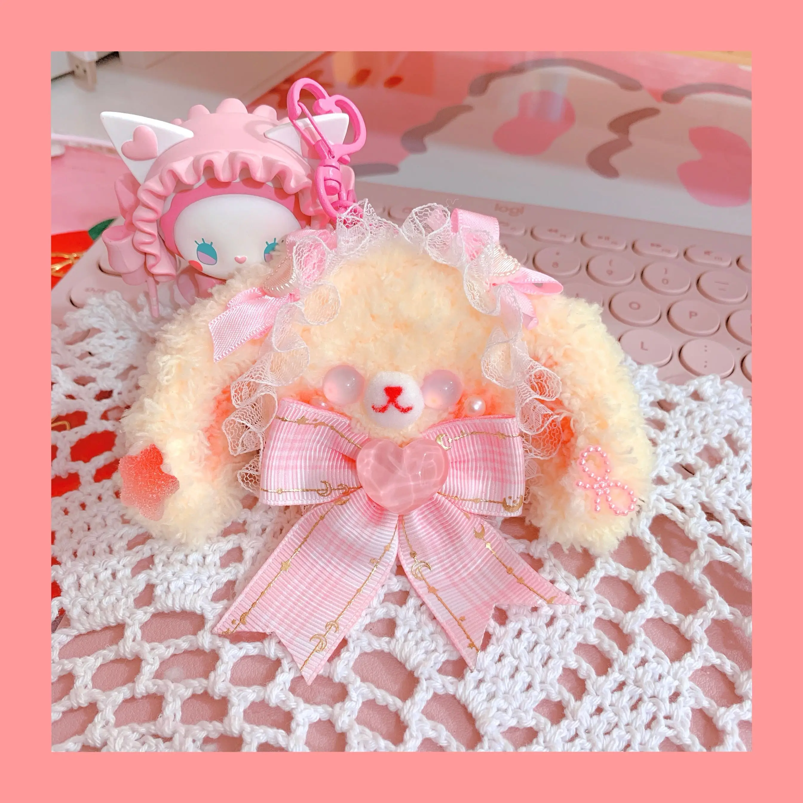 

Original brooch hairpin hand made soft sister lop-eared rabbit bow love lace hair ornaments Harajuku cute headdress accessories