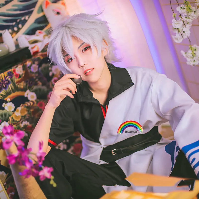 Anime Gintama Cosplay Costumes Sakata Gintoki Cosplay Costume Kimono Halloween Carnival Party Silver Soul Cosplay Costume Wigs