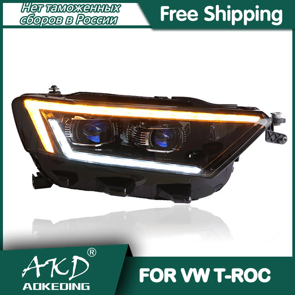 Headlights For VW T-ROC 2018-2020 TROC T ROC Day Run Light DRL Head Lamp LED Bi Xenon Bulb Fog Lights Tuning Car Accessory