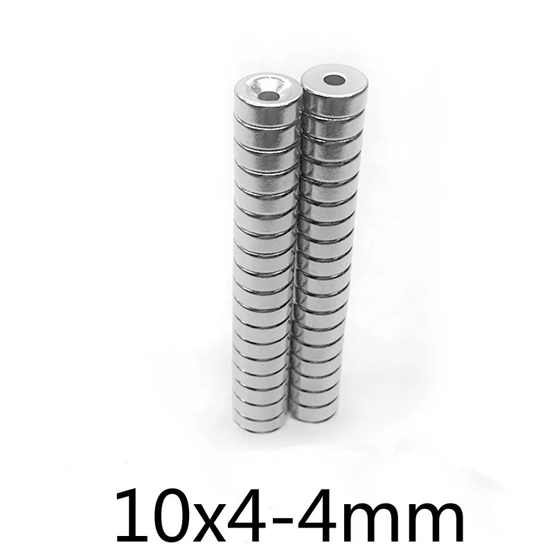 10-200pcs 10x4-4 Stong Neodymium Magnets Disc 10x4 mm Hole 4mm Minor Diameter Magnet Round Countersunk Magnetic 10*4-4mm