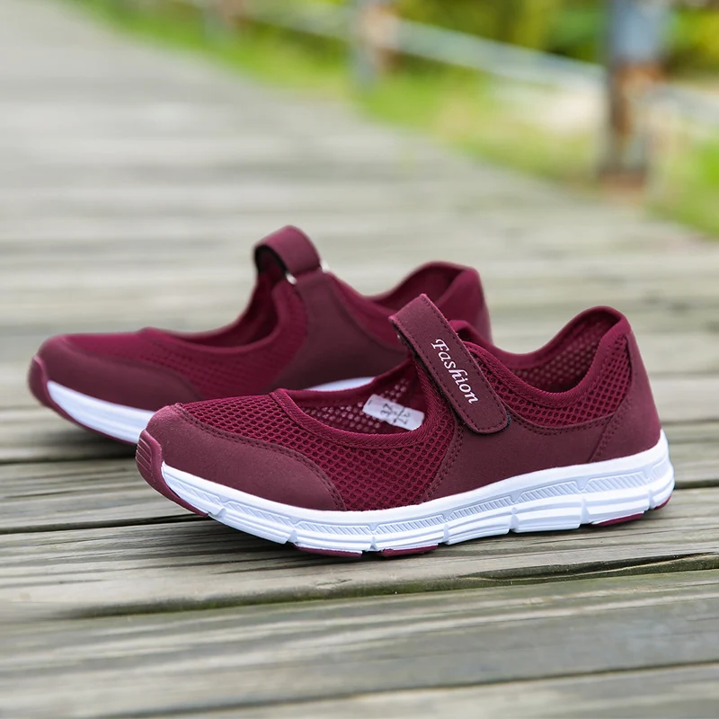 Tênis respirável malha para mulheres, sapatos de verão, vulcanizar, andar, para senhoras