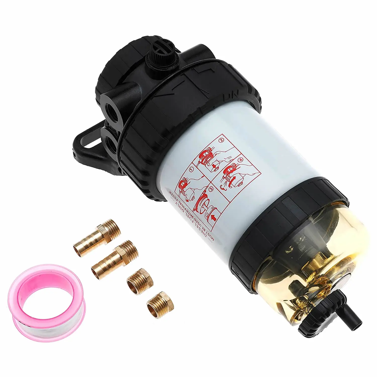 3780931M1 Fuel Filter Assembly 30 Micron Fits FM100 Series Filter Diesel Engine Replaces BF7783-D Includes 2 Fittings 2 Plugs