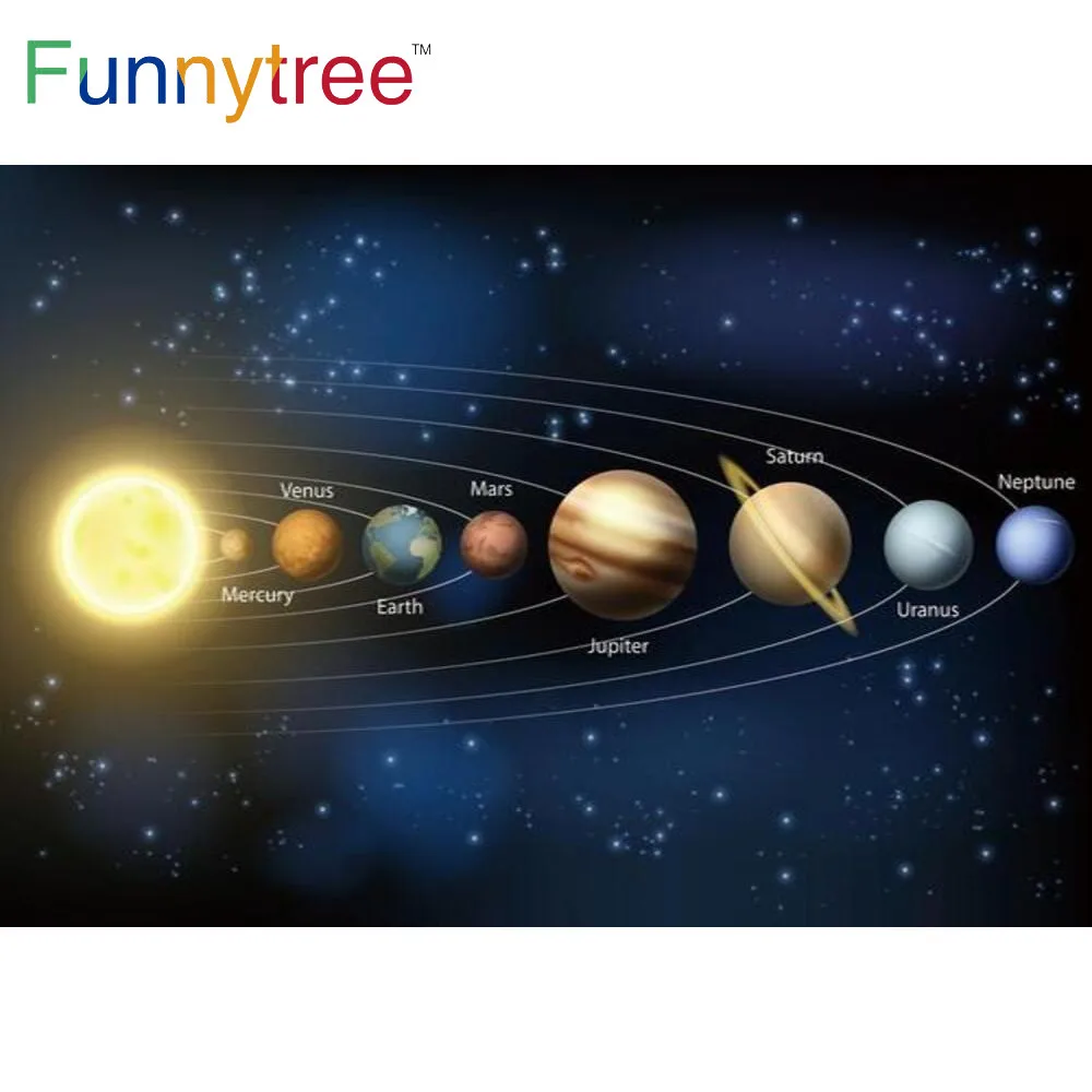 Funnytree Planet Outer Space Background Stars Birthday Newborn Baby Shower Party Comet Galactic System Photocall Backdrop