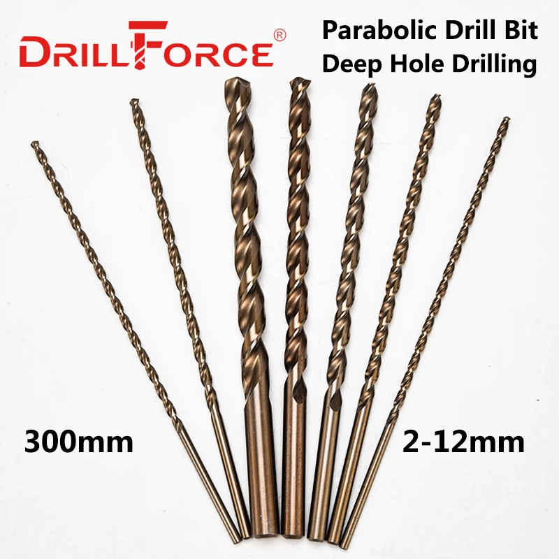 Drillforce 1Pc 2mm-12mmx300mm Kobalt Lange Boor Hssco M35 Parobolic Diep Gat Boren Voor Roestvrij Legering Staal Gietijzer