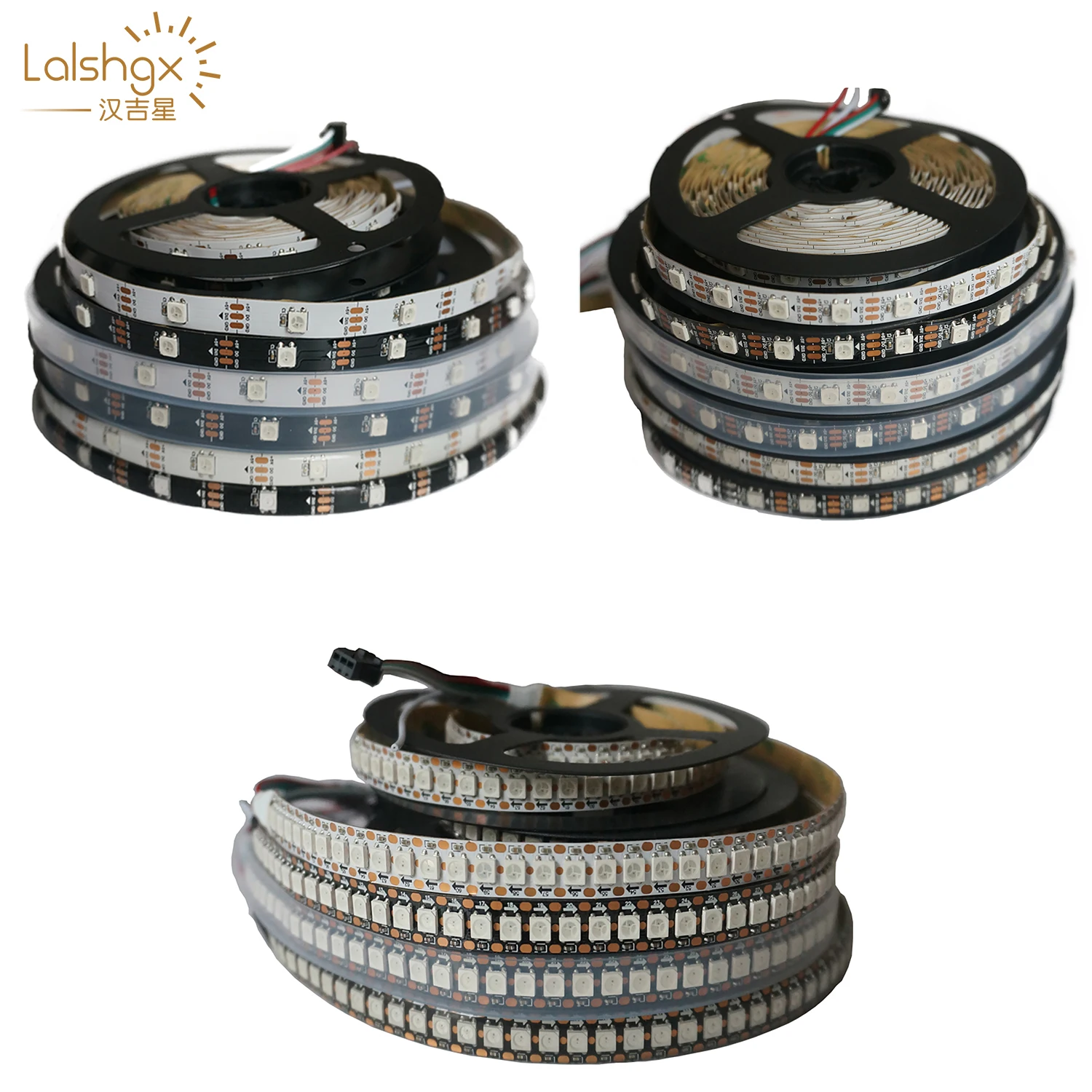 WS2812 RGB Led Strip Lights WS2812B Individually Addressable Black/White PCB IP30/IP65/IP67 5V 1M/5M