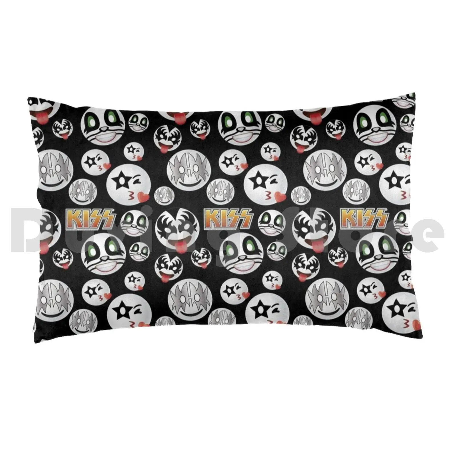 Kiss Band Pattern-Black-Cute Design For Kids Pillow Case DIY 50*70 Kiss Kiss Fan Art Kiss Band Kiss