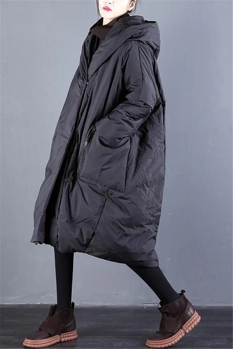 Extra Large Size Women Clothing 2021 Winter Oversized jacket Padded Coat With Hood Long Loose Casual Warm Parkas Abrigo M1176