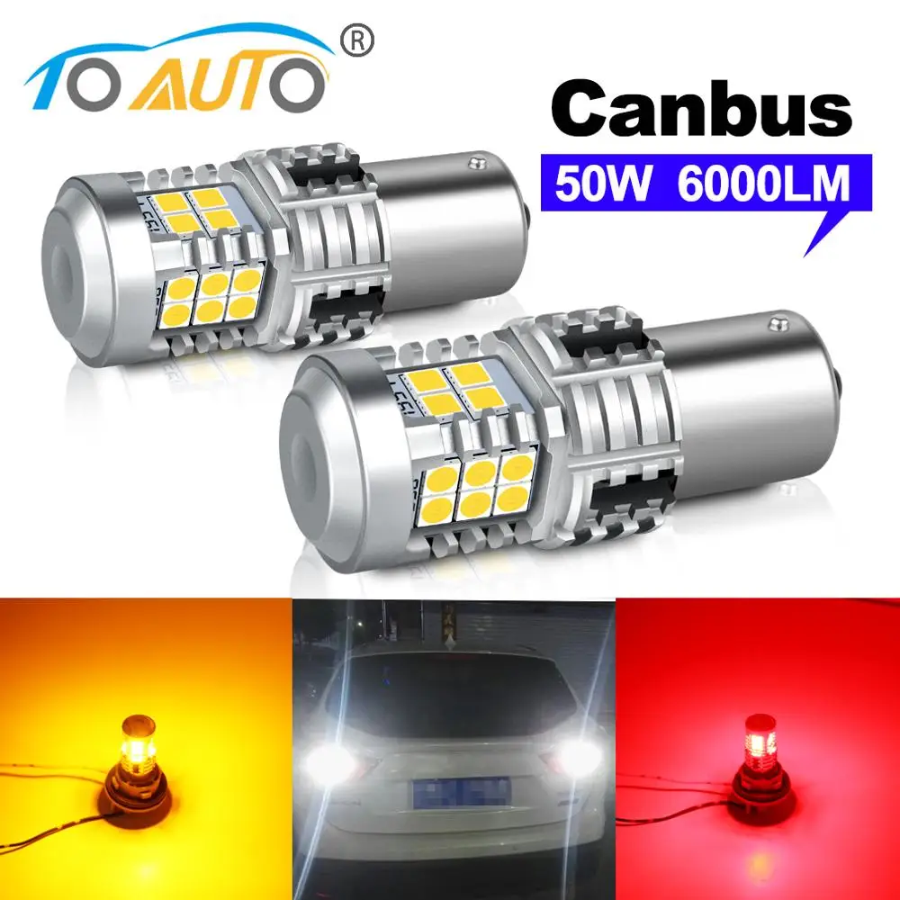 2pcs 50W 6000LM P21W 1156 BA15S Led Bulb BAU15S PY21W Canbus Error Free 20SMD 3030 Chips Auto Led Bulbs Car Rear Turn Signal Lig