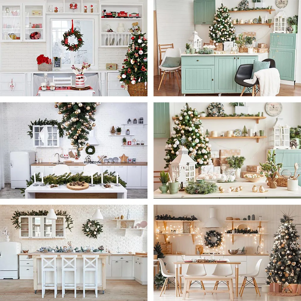 Mehofond Photography Background Christmas Kitchen Dining Room Interior Kids Newborn Portrait Decor Backdrop Photo Studio Props