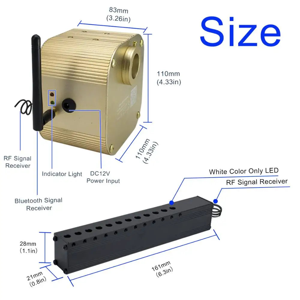 Imagem -03 - Twinkle Rgbw Fibra Óptica Estrela Luz de Teto Kit 34m de Fibra Óptica Inteligente Bluetooth App Controle de Música Tiro Efeito Meteoro 16w