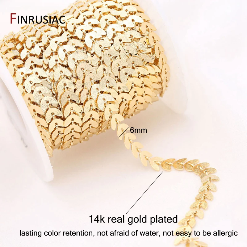 Jewellery Making Supplies 14K Real Gold Plated Brass Leaf Chain For Jewelry Making DIY Necklace Earrings Bracelets Chain Spool