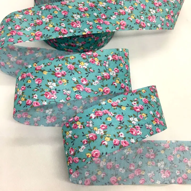 1.5cm 3cm 4cm 10Y Flowers Cloth Printed Fabric Ribbon for Textile Sewing  Bias Binding Handmade DIY Craft Gift Floral Packing