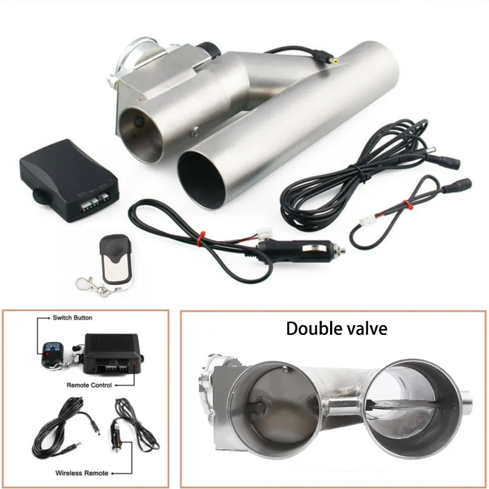 2.5'' /3.0'' Stainless Steel Headers Y Pipe Double Electric Exhaust Cutout Dual Valve With Remote Control Cut Out Kit