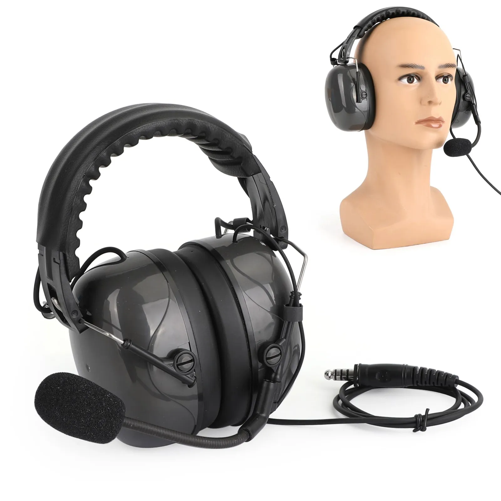 Artudatech-Aviation-headset met ruisonderdrukking, pilot-headset, 7,1-mm-stekker, uitstekend akoestisch ontwerp oortelefoon