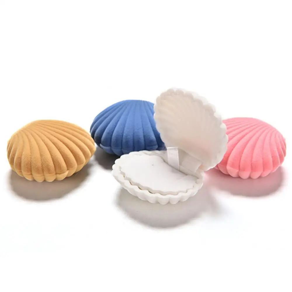 Cute Shell Velvet Gift Box Ring Pendant Jewelry Earrings Storage Display Case