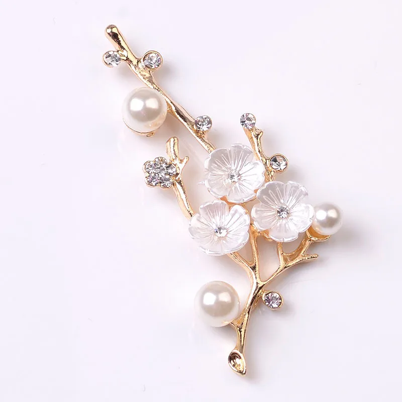 2 Pcs/Lot Alloy Creative Gold Pearls Pendant Buttons Plum Blossom Branch Tree Pole Flower Diamond Jewelry Diy Hair Accessories