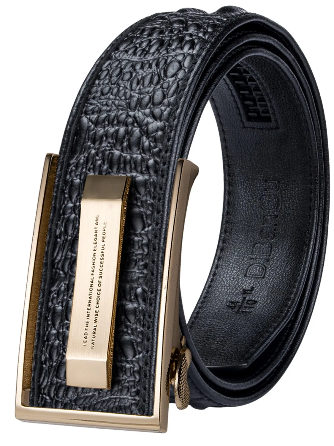 Hi-Tie Crocodile Designer luksusowe oryginalne pasy skórzane męskie spodnie na co dzień pasek złota automatyczna klamra czarny pasek PD-2036 — zdjęcie 2