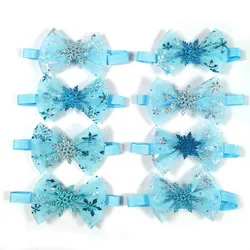 50/100pcs Pet Dog Winter Bow Ties Snowflake Neckties Puppy Cat Dog Blue Bowties Collar Pet Dog Grooming Products for Small Dogs