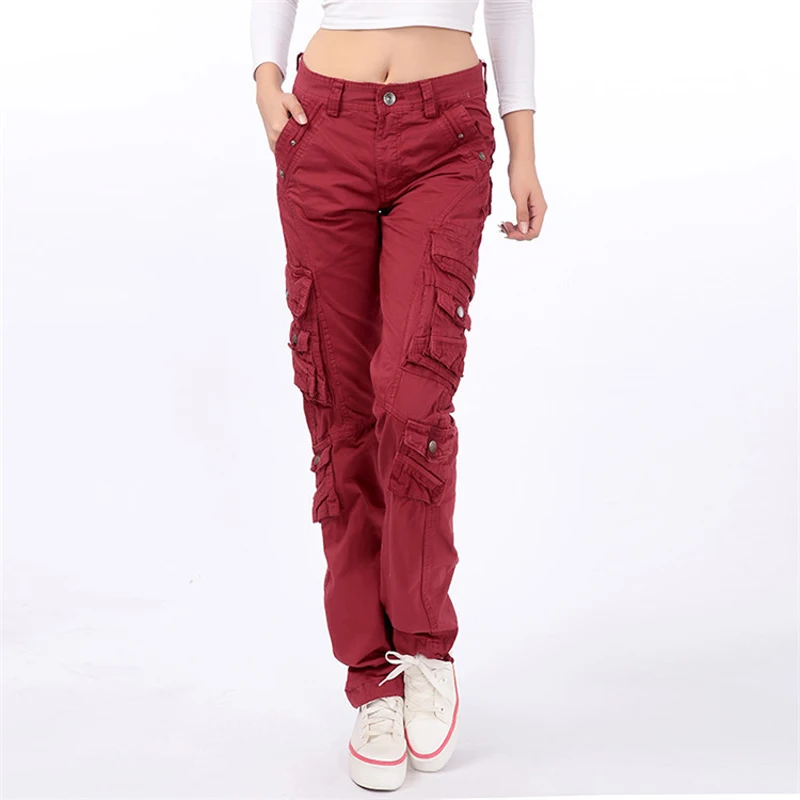 Pantaloni militari tattici Casual Harem pantaloni Multi tasche pantaloni Streetwear pantaloni Cargo da donna tinta unita caramelle novità