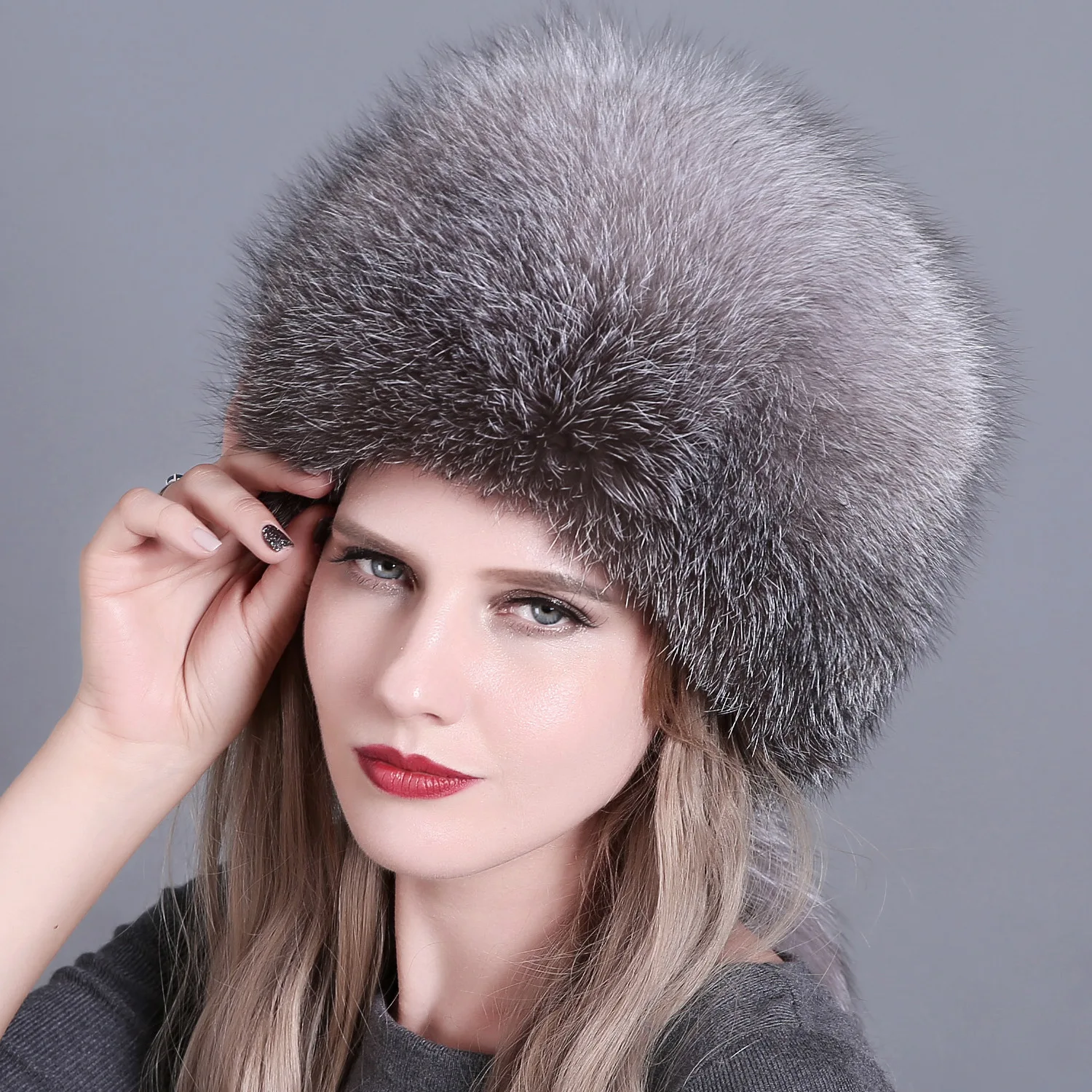 

New Real Whole Fur Fox Fur Ear Protection Hat National Fur Warm Fashion real Fox Raccoon Dog Fur Women Wind Snow warm Cap