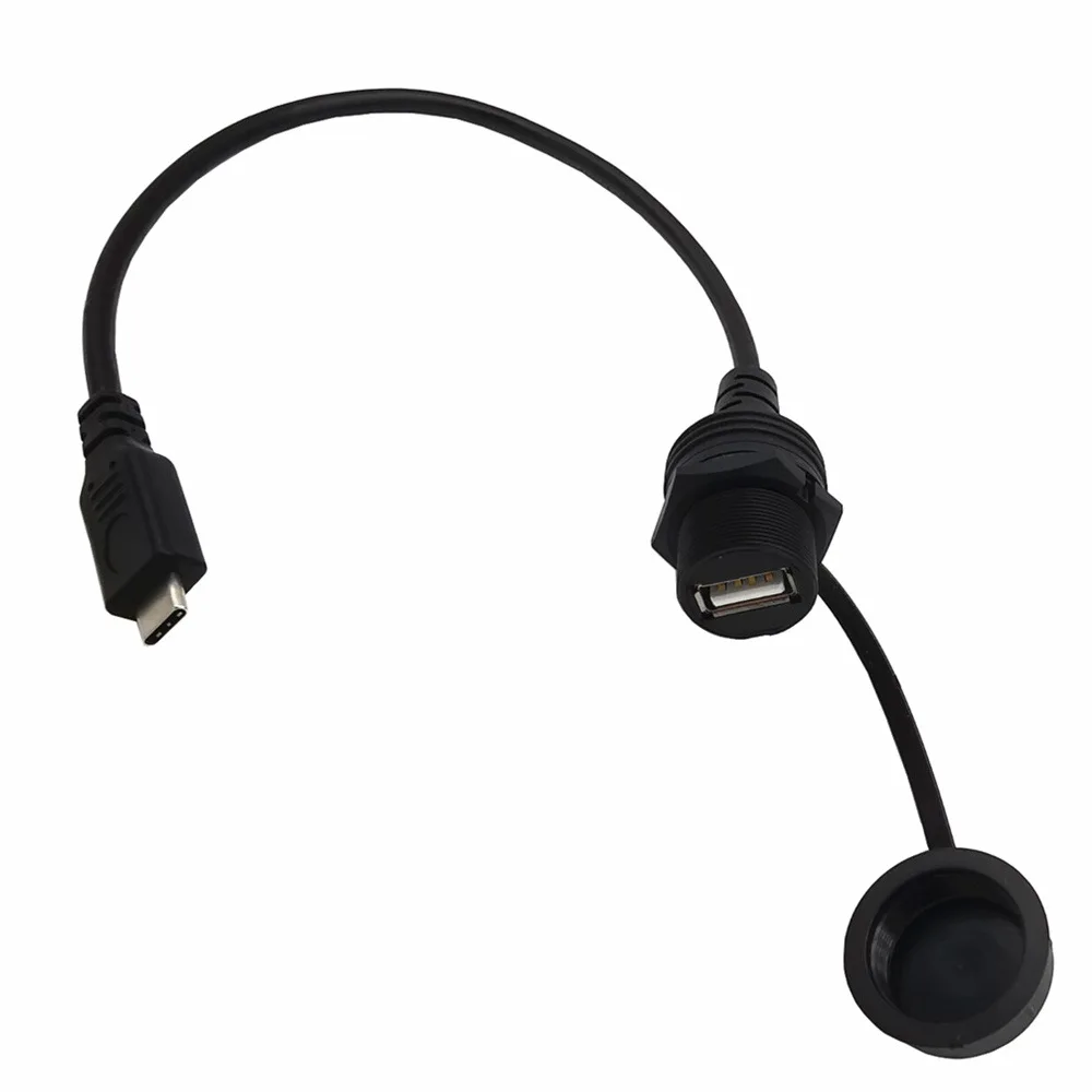 USB C إلى USB 2.0 محول Type-C OTG كابل AUX فلوش لوحة جبل كابل لسيارة شاحنة قارب دراجة نارية لوحة القيادة 0.3 متر