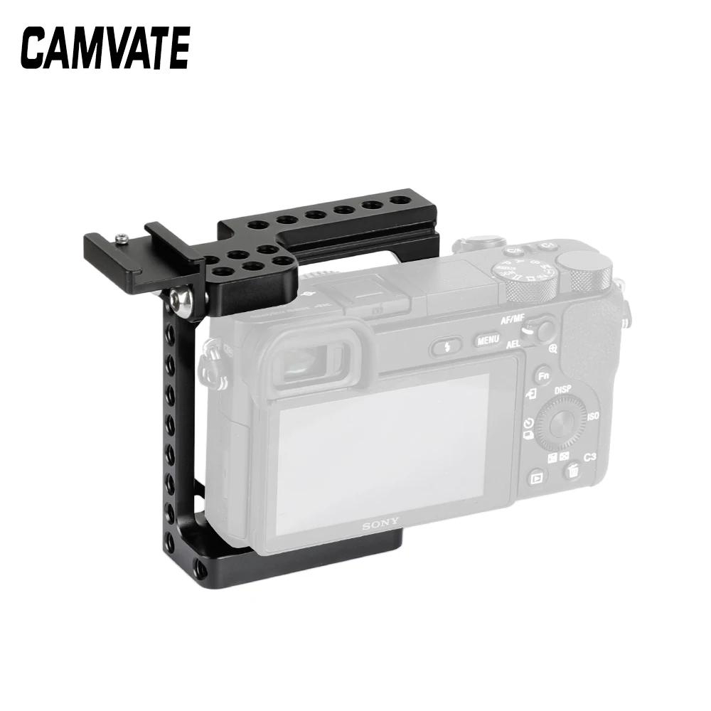 CAMVATE Camera Cage Rig With Removable Shoe Mount Adapter& NATO Safety Rail For Sony A6000/A6300/A6400/A6500/A6600/Canon EOS M