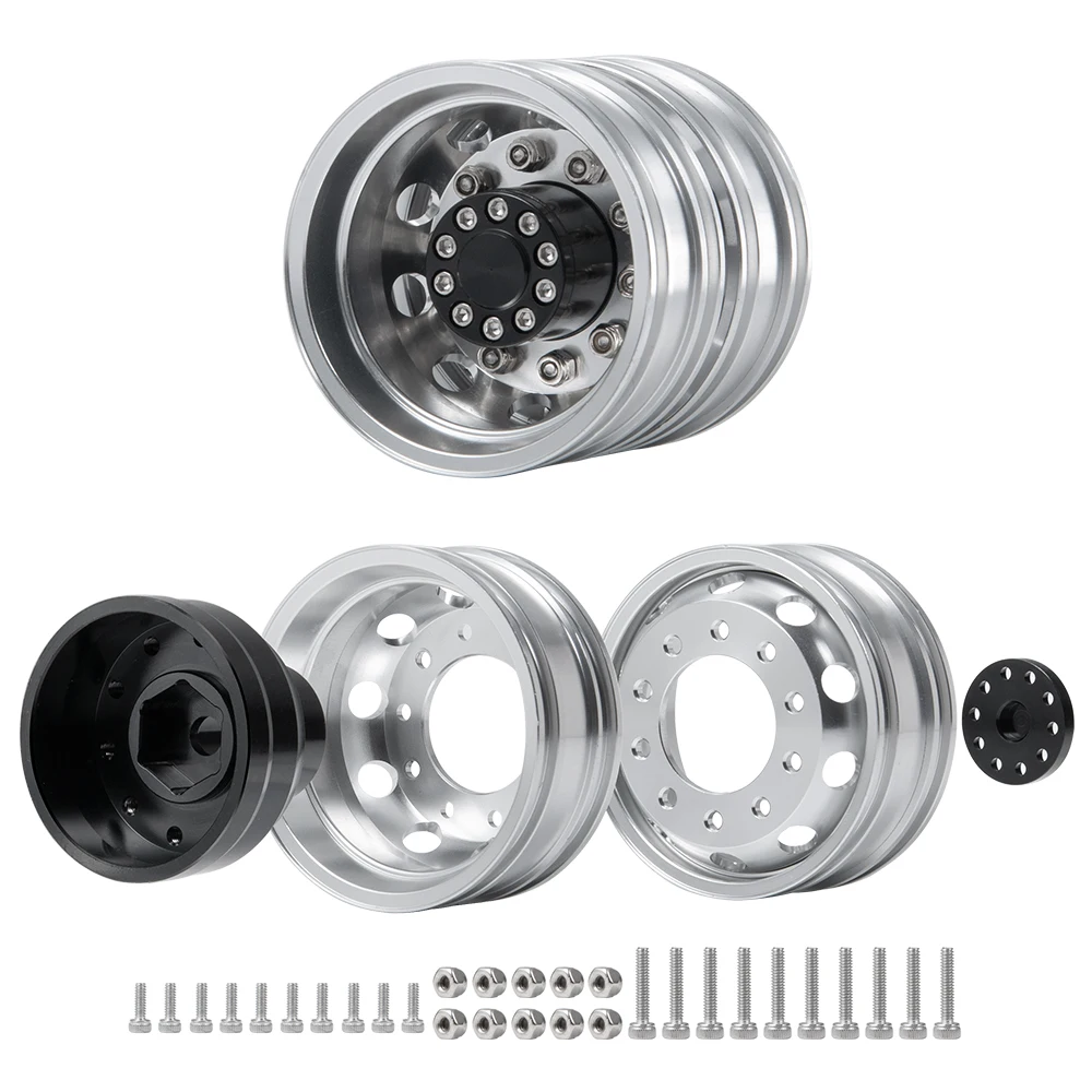 AXSPEED Rear Wheel Rim Aluminum Alloy 10 Spokes Wheel Hub for 1/14 Tamiya RC Trailer Tractor Truck Car Wheel Tires Upgrade Parts