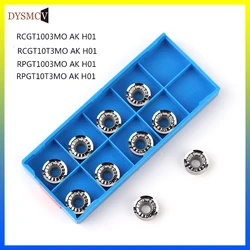 10PCS RCGT/RPGT1003MO RCGT/RPGT10T3MO-AK H01 알루미늄 터닝 나이프 인서트 선반 가공 원형 절단 나이프 커터 도구
