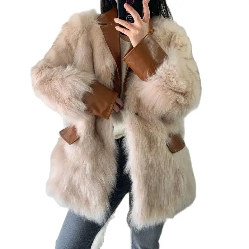 Autumn And Winter New Imitation Fox Fur Coat Female Korean Fashion Loose Imitate Fur Coat In The Long Section Is Thin