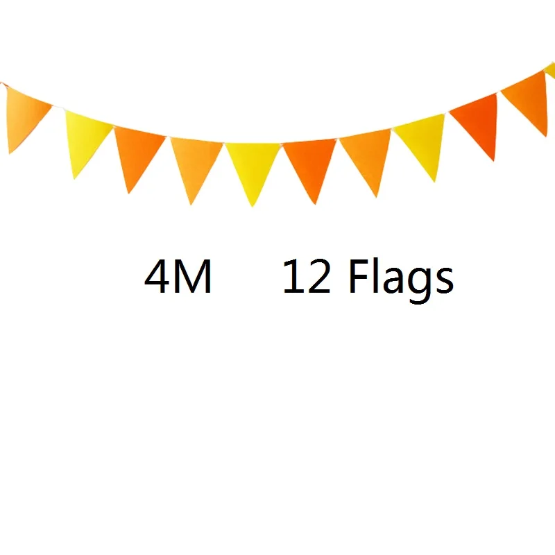 

4M 12flags 8M 18flags Orange and Yellow Bunting Wedding Party Nature Decoration House Bedroom Garden Hang Garland Decoration